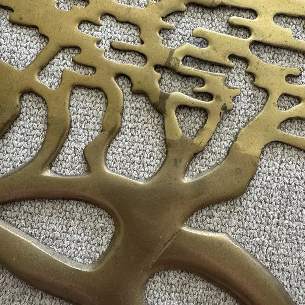 Vintage Solid Brass Bonsai Tree of Life Wall Hanging Art Sculpture Mid-Century